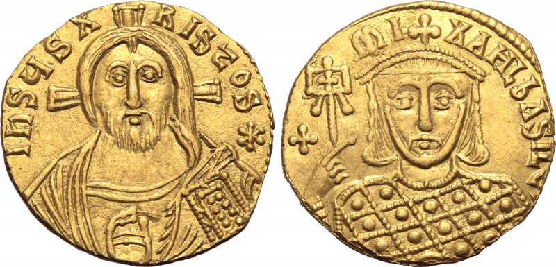 Michael III 'the Drunkard' AV Solidus. Constantinople, AD 856-866. IhSЧS XRISTOS...