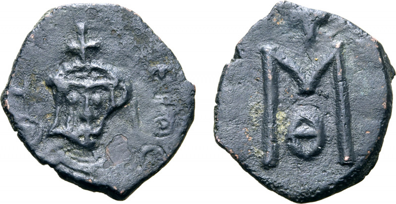 Basil I the Macedonian Æ 40 Nummi. Syracuse, circa AD 868-878. [Ь`ACIL]ЄIOC, bus...