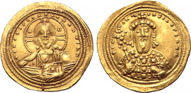 Constantine VIII AV Histamenon Nomisma. Constantinople, AD 1025-1028. + IҺS XIS RЄX RЄςNANTIҺM, facing bust of Christ Pantokrator, wearing nimbus crow...
