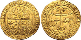 Anglo-Gallic, Henry VI of England and France AV Salut d'or. Paris mint, second issue, struck from 6 September 1423. ♕ ҺЄИRICVS : DЄI : GRA : FRACORV :...
