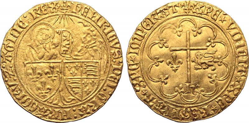Anglo-Gallic, Henry VI of England and France AV Salut d'or. Saint-Lô mint, secon...