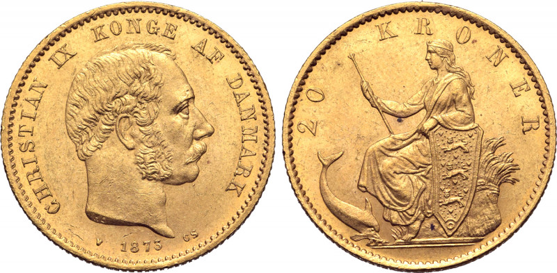 Denmark, Kingdom. Christian IX AV 20 Kroner. Copenhagen mint, 1873. CHRISTIAN IX...