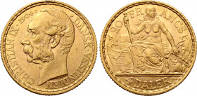 Denmark, Danish West Indies. Christian IX AV 4 Daler. Copenhagen mint, 1904. Dies by Gunnar Jensen. CHRISTIAN IX • DANSK • VESTINDIEN, bust to left; d...