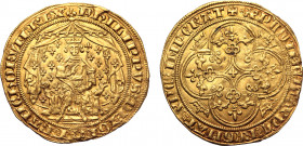 France, Kingdom. Philippe VI de Valois AV Pavillon d'or. Struck from 8 June 1339. ⚜ PҺILIPPVS ⁝ DEI GRA ⁝ FRANCҺORVM ⁝ REX, Philippe, holding lis-tipp...