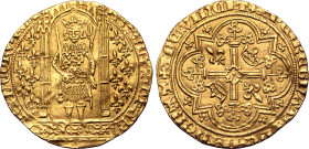 France, Kingdom. Charles V le Sage (the Wise) AV Franc à pied. Paris mint, struck from 20 April 1365. KAROLVS ˣ DI ˣ GR FRAꞂCORV ˣ RЄX, king standing ...