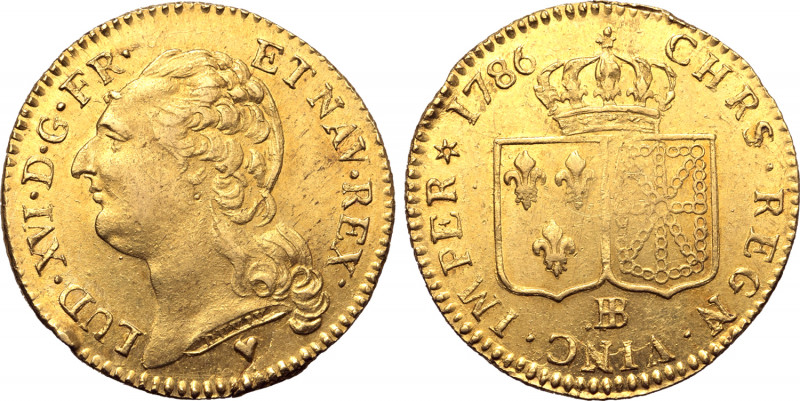 France, Kingdom. Louis XVI AV Louis d'or 'à la corne'. 'Horned head' variant. St...