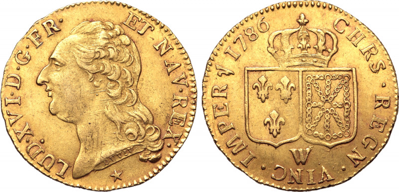 France, Kingdom. Louis XVI AV Louis d'or à la tête nue. Lille mint, 1786. Dies b...