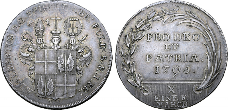 German States, Fulda (Bishopric). Adalbert von Harstall AR Thaler. 1795 VH. ADAL...
