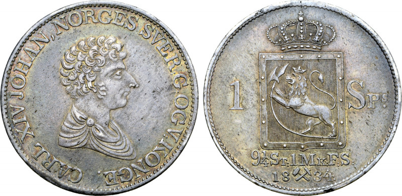 Norway, Kingdom. Karl XIV Johan AR Speciedaler. Kongsberg mint, 1834. CARL XIV J...
