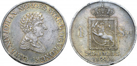 Norway, Kingdom. Karl XIV Johan AR Speciedaler. Kongsberg mint, 1834. CARL XIV JOHAN, NORGES SVER • G • OG V • KONGE •, bare-headed and draped bust ri...