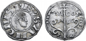 Spanish States, Aragon (Kingdom). Sancho Ramírez I AR Dinero. 'Primitive' group. Jaca mint, circa 1063-1075. ⁝ SANCIVS • REX, bare head to right / Cro...