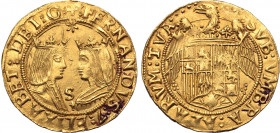 Spanish States, Castile and León (Kingdom). Fernando V and Isabel I (Los Reyes Católicos - the Catholic royals) AV Double Excelente. Sevilla mint, 149...