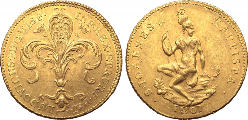 Italian States, Etruria (Kingdom). Ludovico I di Borbone AV Ruspone da 3 Zecchin...