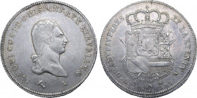 Italian States, Etruria (Kingdom). Ludovico I di Borbone AR Francescone da 10 Paoli. Firenze (Florence) mint, 1803 ('1' inverted). Giovanni Fabbroni, ...
