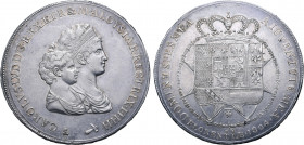 Italian States, Etruria (Kingdom). Carlo Ludovico di Borbone and Maria Luigia, as Regent, AR Dena da 10 Lire. Firenze (Florence) mint, 1804 ('1' inver...