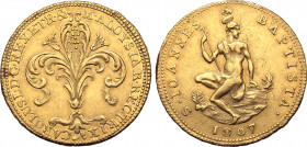 Italian States, Etruria (Kingdom). Carlo Ludovico di Borbone and Maria Luigia, as Regent, AV Ruspone da 3 Zecchini. Firenze (Florence) mint, 1807 ('1'...