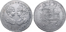 Italian States, Etruria (Kingdom). Carlo Ludovico di Borbone and Maria Luigia, as Regent, AR Francescone da 10 Paoli. Firenze (Florence) mint, 1807. G...