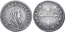 Italian States, Toscana (Tuscany, Grand Duchy). Cosimo III de’ Medici AR 1/2 Giulio or Grosso. Firenze (Florence) mint for Pisa, 1718. • ASPICE • • PI...