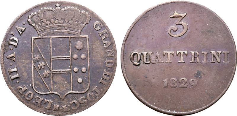 Italian States, Toscana (Tuscany, Grand Duchy). Leopold II di Lorena BI 3 Quattr...