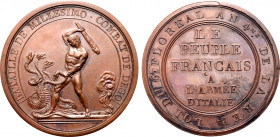 France, First Republic. Napoléon Bonaparte, as General de l'armée d'Italie, Æ Medal. Commemorating the Battle of Millesimo. Dated 6 Floreal L'An 4 = 2...