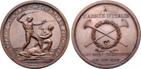 France, First Republic. Napoléon Bonaparte, as General de l'armée d'Italie, Æ Medal. Commemorating victory at the Battle of Castiglione. Dated 27 Ther...