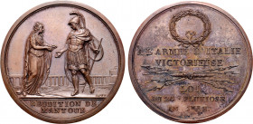 France, First Republic. Napoléon Bonaparte, as General de l'armée d'Italie, Æ Medal. Commemorating the surrender of Mantua. Dated 24 Pluviouse L'An 5 ...