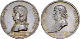 France, First Republic. Napoléon Bonaparte, as General de l'armée d'Italie, with Guillaume-Charles Faipoult, AR Medal. Commemorating the foundation of...