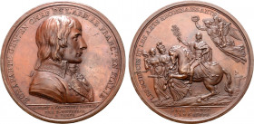 France, First Republic. Napoléon Bonaparte, as General de l'armée d'Italie Æ Medal. Commemorating the Treaty of Campofiormo. Dated L'An 6 = 1797. Dies...