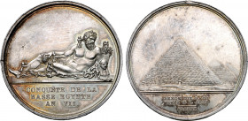 France, First Republic. Napoléon Bonaparte, as General de l'armée d'Orient, Æ Medal. Celebrating the conquest of Lower Egypt. Dated L'An 7 = 1798. Die...