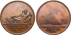 France, First Republic. Napoléon Bonaparte, as General de l'armée d'Orient, Æ Medal. Celebrating the conquest of Lower Egypt. Dated L'An 7 = 1798. Die...