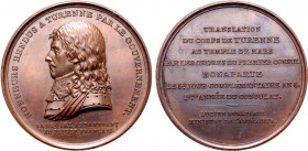 France, First Republic. Napoléon Bonaparte, as Premier Consul, Æ Medal. Commemorating the transfer of the body of Henri de la Tour d'Auvergne, Vicomte...
