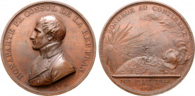 France, First Republic. Napoléon Bonaparte, as Premier Consul, Æ Medal. Celebrating the peace at Luneville. Dually dated L'An 9 and 1801. Dies by Droz...