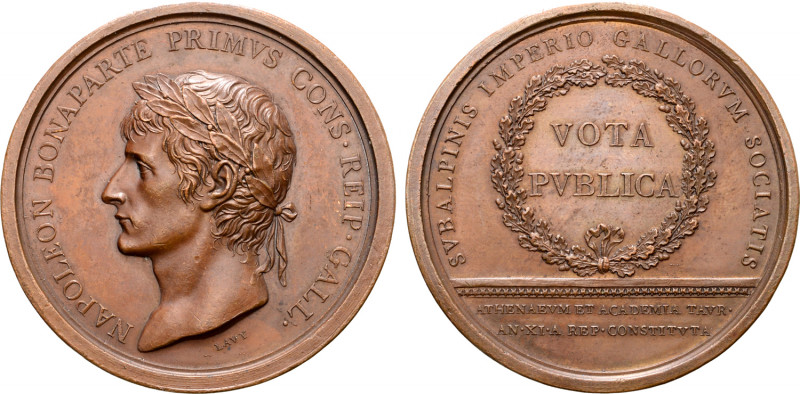 France, First Republic. Napoléon Bonaparte, as Premier Consul, Æ Medal. Commemor...