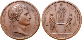 France, First Empire. Napoléon I Æ Medal. Celebrating the coronation of Napoléon. Dated L'An 13 = 1804. Dies by Andrieu; Denon, mintmaster. NAPOLEON E...