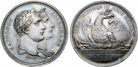France, First Empire. Napoléon I, with Josephine, AR Medal. Commemorating the coronation celebrations at Paris City Hall. Dated L'An 13 = 1804. Dies b...