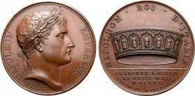 France, First Empire. Napoléon I Æ Medal. Celebrating the coronation of Napoléon as King of Italy. Dated 23 May 1805. Dies by Andrieu and Jaley; Denon...