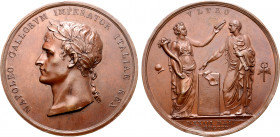 France, First Empire. Napoléon I Æ Medal. Celebrating the coronation of Napoléon as King of Italy. Dated 23 May 1805. Dies by Manfredini. NAPOLEO GALL...
