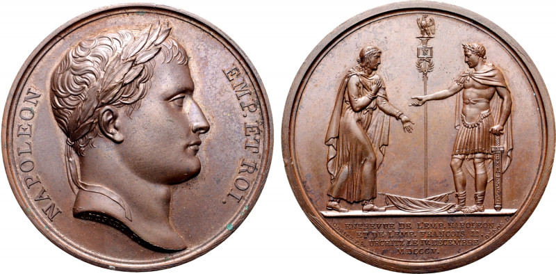 France, First Empire. Napoléon I Æ Medal. Commemorating the meeting of Napoléon ...