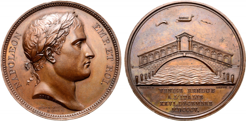 France, First Empire. Napoléon I Æ Medal. Commemorating the reunion of Venice wi...