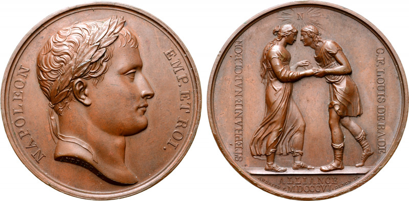 France, First Empire. Napoléon I Æ Medal. Celebrating the marriage of Stéphanie ...