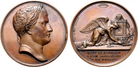 France, Kingdom (restored), temp. Louis XVIII. Napoléon I Æ Medal. Commemorating the death of Napoléon on St. Helena. Dated 5 May 1821. Dies by Brenet...