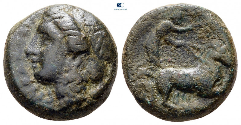 Sicily. Syracuse. Hiketas II 287-278 BC. 
Bronze Æ

17 mm, 5,85 g



near...