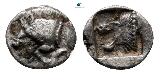 Mysia. Kyzikos circa 525-475 BC. 
Tetartemorion AR

7 mm, 0,22 g



very ...