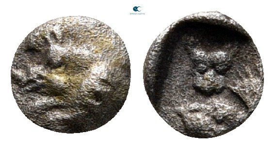 Mysia. Kyzikos circa 525-475 BC. 
Tetartemorion AR

6 mm, 0,14 g



nearl...