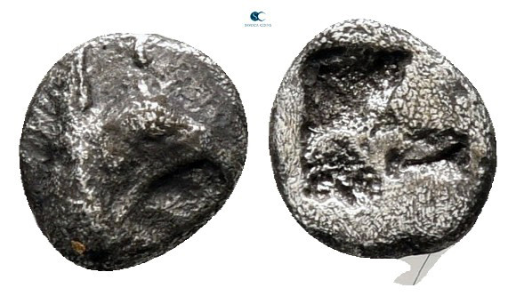 Ionia. Kolophon circa 500-450 BC. 
Tetartemorion AR

6 mm, 0,25 g



very...