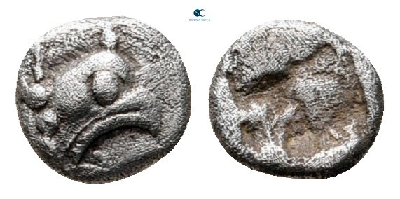 Ionia. Teos circa 525-475 BC. 
Tetartemorion AR

6 mm, 0,23 g



very fin...