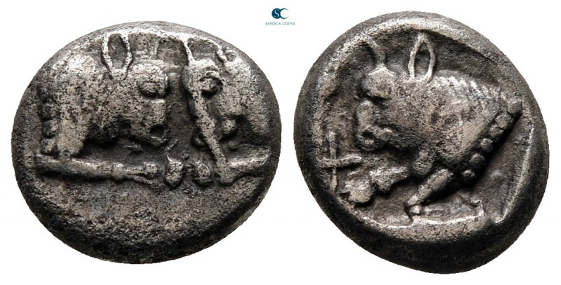 Caria. Uncertain mint circa 450-400 BC. 
Tetrobol AR

11 mm, 2,10 g



ve...