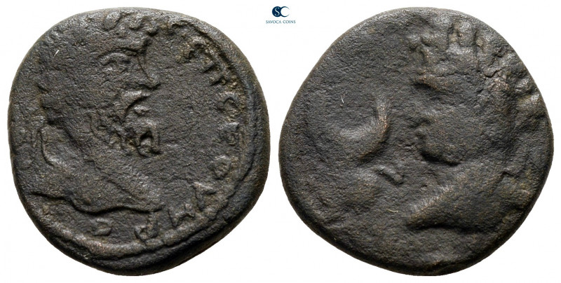 Mesopotamia. Carrhae. Septimius Severus AD 193-211. 
Bronze Æ

18 mm, 4,58 g...