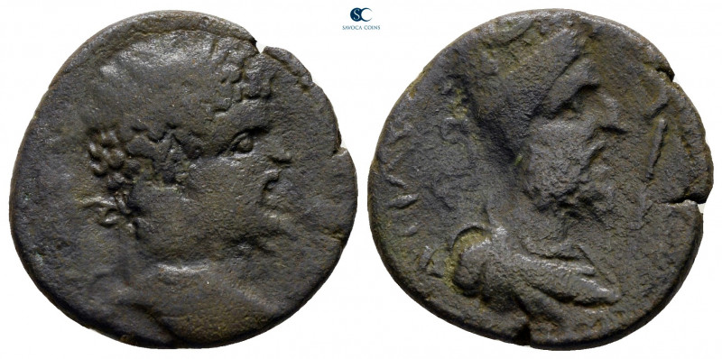 Mesopotamia. Edessa. Septimius Severus with Abgar VIII AD 193-211. 
Bronze Æ
...