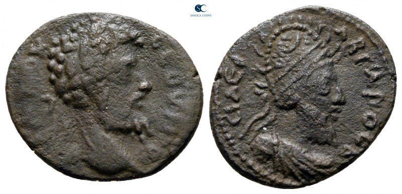 Mesopotamia. Edessa. Septimius Severus with Abgar VIII AD 193-211. 
Bronze Æ
...